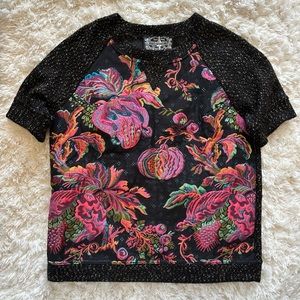 James Coviello Brocade Spliced Sweater